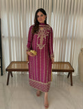 HEAVY NATURAL CREP SILK WITH MULTI NEEDLE EMBROIDERY SEQUENCE WORK SALWAR KAMEEZ