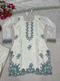 Pure heavy S.O silk Material with Embroidery work Beautiful Salwar Kameez