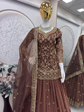 Party Wear Heavy Fox Georgette Top Lehenga And Dupatta Set With Heavy Embroidery Sequins Work
