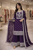 Designer Heavy Fandy Silk Plazzo Suit With Embroidery And Sequins Work