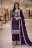 Designer Heavy Fandy Silk Plazzo Suit With Embroidery And Sequins Work