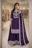 Designer Heavy Fandy Silk Plazzo Suit With Embroidery And Sequins Work