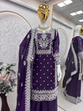 Designer Heavy Fandy Silk Plazzo Suit With Embroidery And Sequins Work