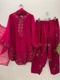 Designer Farshi Plazo Set With Mul Chanderi Silk Fabric