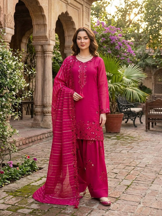 Designer Farshi Plazo Set With Mul Chanderi Silk Fabric