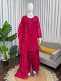 Designer Farshi Plazo Set With Mul Chanderi Silk Fabric