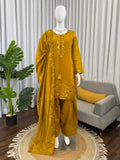 Designer Farshi Plazo Set With Mul Chanderi Silk Fabric