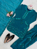Designer Farshi Plazo Set With Mul Chanderi Silk Fabric