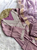 Roman Silk with Beautiful Embroidery With cotton tread Work Salwar Kameez