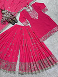 New Designer Party Wear Look Top-Plazzo and Dupatta With Heavy Embroidery Work