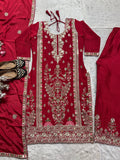 Pure Heavy Chinnon Silk With Heavy Embroidery Coding Sequence Work Salwar Kameez