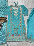 Pure Heavy Chinnon Silk With Heavy Embroidery Coding Sequence Work Salwar Kameez