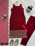 Roman Glass with Soft Micro Inner & Intricate Thread & Sequence work Salwar Kameez