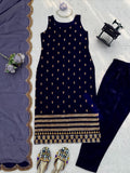 Roman Glass with Soft Micro Inner & Intricate Thread & Sequence work Salwar Kameez