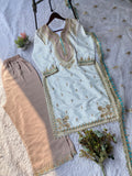 MAHIRA KHAN INSPIRED SEQUENCE EMBROIDERY WORKED TOP PLAZZO AND DUPATTA
