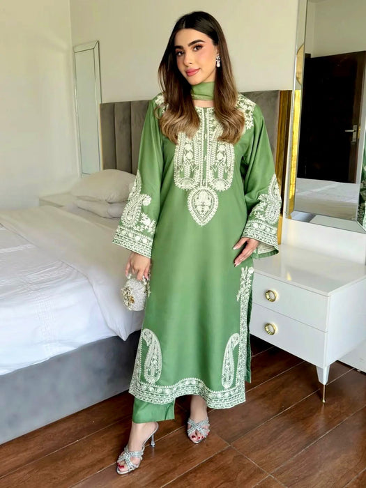 New Designer Party Wear Look Pure Soft Nylon Organza Silk Top Plazzo & Dupatta Set