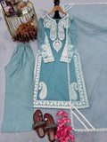 New Designer Party Wear Look Pure Soft Nylon Organza Silk Top Plazzo & Dupatta Set
