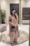 Heavy Natural Crep Silk With Embroidery thread Work Shorts Sleeves Salwar Kameez