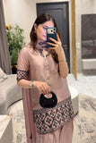 Heavy Natural Crep Silk With Embroidery thread Work Shorts Sleeves Salwar Kameez