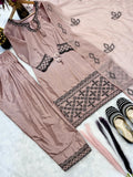 Heavy Natural Crep Silk With Embroidery thread Work Shorts Sleeves Salwar Kameez