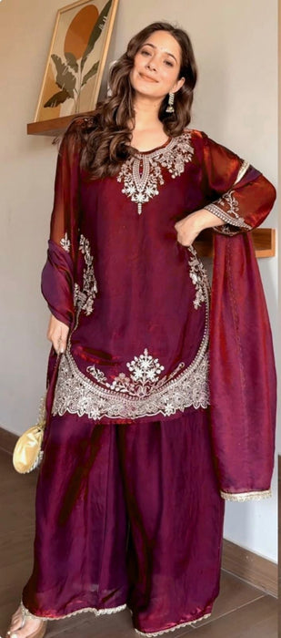 Heavy Fendy Silk Material With 5mm Sequence Embroidery Work Salwar Kameez