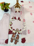 Roman Glass with Embroidery Sequence And Multi Work Beautiful Salwar Kameez
