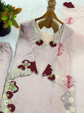 Roman Glass with Embroidery Sequence And Multi Work Beautiful Salwar Kameez