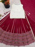 Fendy Silk with Real Mirror Work Top Lehenga Dupatta Set