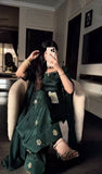 Heavy Natural Crep Silk With Diamond Hand Work With Sequence Multi Needle Embroidery Work Salwar Kameez