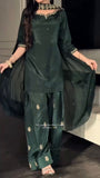 Heavy Natural Crep Silk With Diamond Hand Work With Sequence Multi Needle Embroidery Work Salwar Kameez
