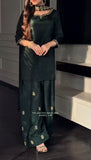 Heavy Natural Crep Silk With Diamond Hand Work With Sequence Multi Needle Embroidery Work Salwar Kameez