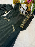 Heavy Natural Crep Silk With Diamond Hand Work With Sequence Multi Needle Embroidery Work Salwar Kameez