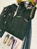 Heavy Natural Crep Silk With Diamond Hand Work With Sequence Multi Needle Embroidery Work Salwar Kameez