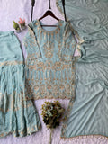 SEQUENCE EMBROIDERY WORKED TOP SARARA AND DUPATTA