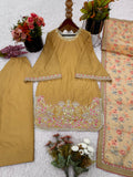 New Designer French Crep Silk Top-Bottom And Dupatta Set