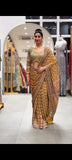 Premium Chinon Silk With Beautiful Print And With Beautiful Real Mirror Work Saree