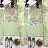 Designer Party Wear Look Rayon Cotton Silk Fancy Border top with farshi salwar