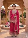 Heavy Chinnon Silk Material With 5mm Sequence Embroidery Work Top Sharara Plazzo and Dupatta