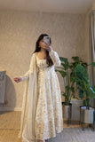 Latest Designer Fandy Silk Beautiful Anarkali Suit  With Embroidery  Sequins Work
