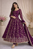 Latest Designer Fandy Silk Beautiful Anarkali Suit  With Embroidery  Sequins Work