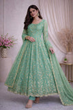 Latest Designer Fandy Silk Beautiful Anarkali Suit  With Embroidery  Sequins Work