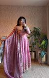 Latest Designer Fandy Silk Beautiful Anarkali Suit  With Embroidery  Sequins Work