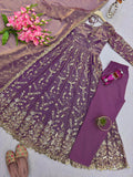 Latest Designer Fandy Silk Beautiful Anarkali Suit  With Embroidery  Sequins Work