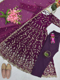 Latest Designer Fandy Silk Beautiful Anarkali Suit  With Embroidery  Sequins Work