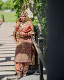 New Designer Long Panjabi Suit Top Pant and Dupptta In Fancy Style