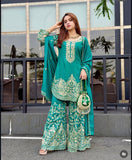 Pure Cinon Silk With Embroidery 5mm Sequences & Coding Dori Work Salwar Kameez