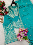 Pure Cinon Silk With Embroidery 5mm Sequences & Coding Dori Work Salwar Kameez