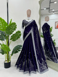 Beautiful Designer Saree on Soft Net Fabric with Sequence work and blouse
