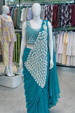 New Super Trending Embroidery Sequence work ready to wear saree with Embroidery Blouse