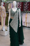 New Super Trending Embroidery Sequence work ready to wear saree with Embroidery Blouse